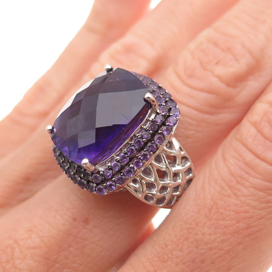 925 Sterling Silver Vintage Real Amethyst Ring Size 7.25