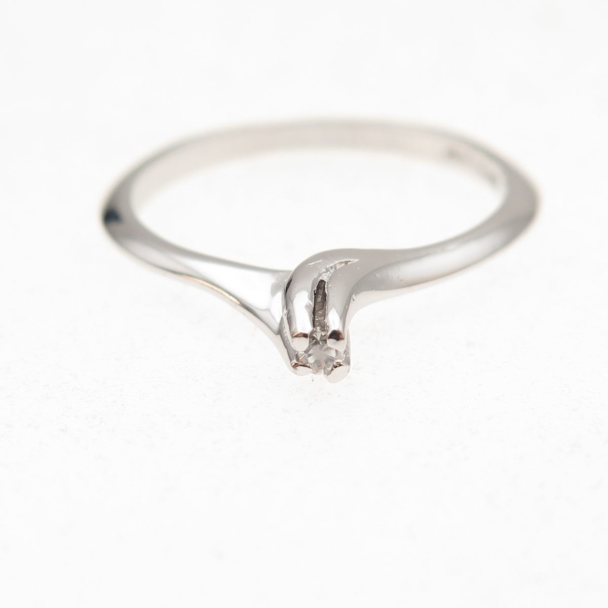 925 Sterling Silver Vintage Real Diamond Engagement Stackable Ring Size 7.25