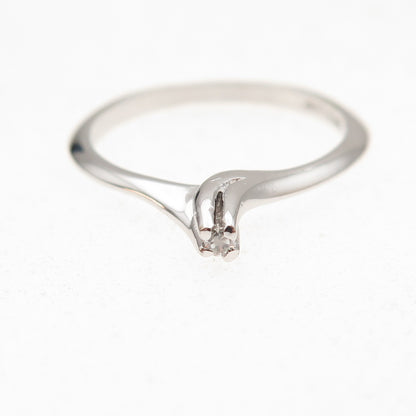 925 Sterling Silver Vintage Real Diamond Engagement Stackable Ring Size 7.25