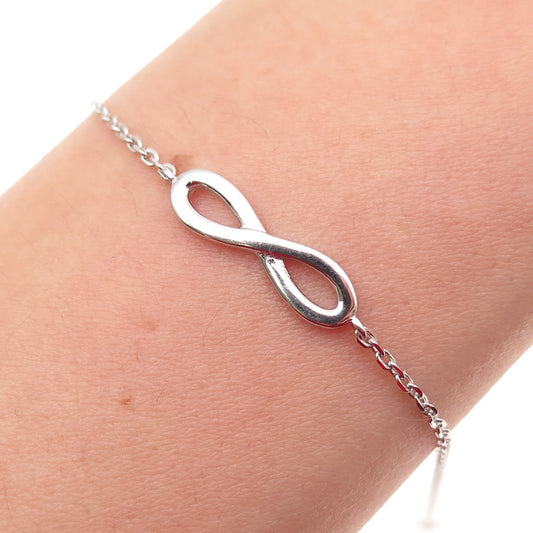 925 Sterling Silver Infinity Cable Link Anklet / Bracelet 6.5-8"