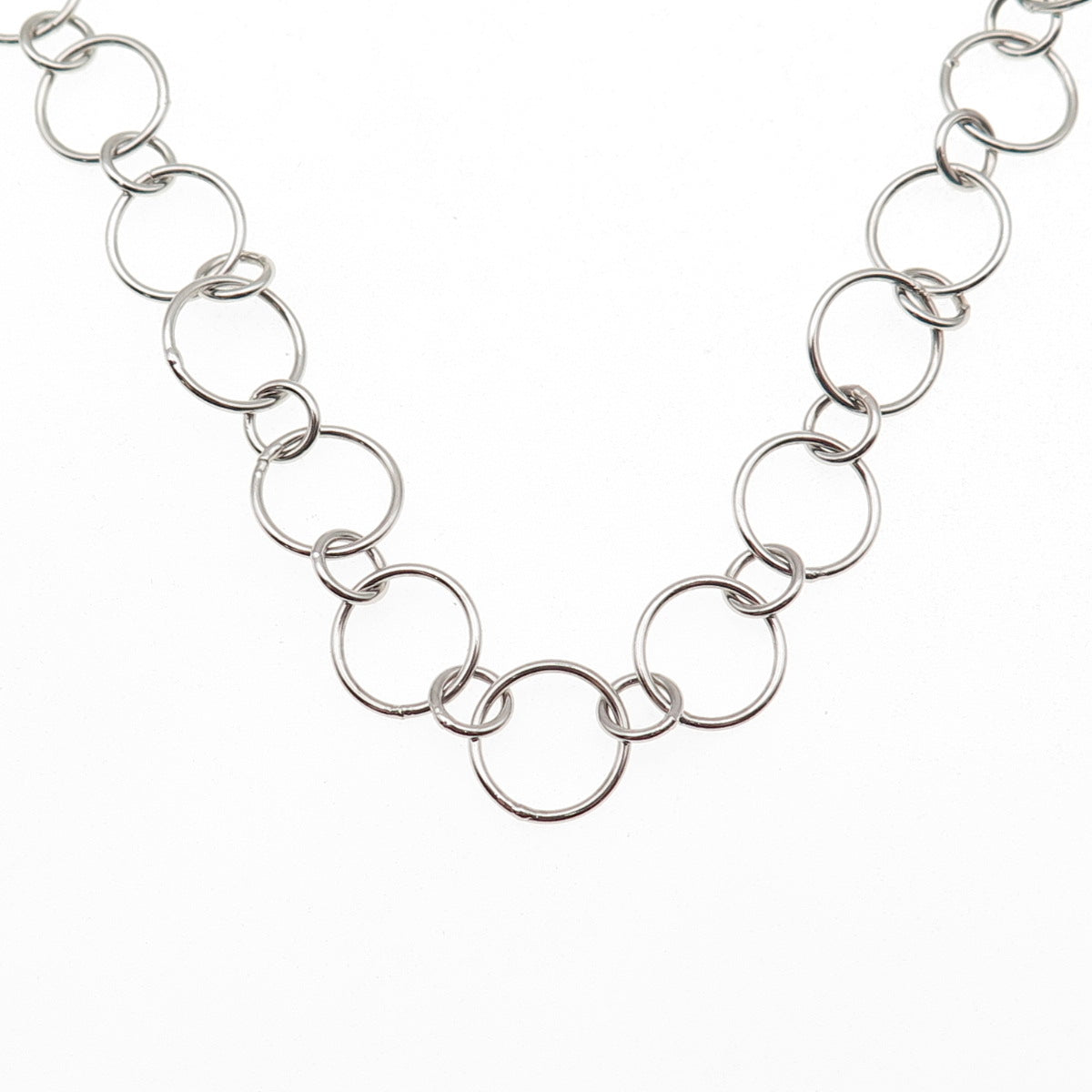 925 Sterling Silver Multi-Circle Chain Necklace 18"