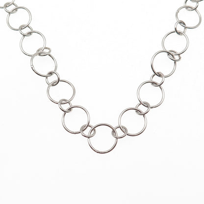 925 Sterling Silver Multi-Circle Chain Necklace 18"