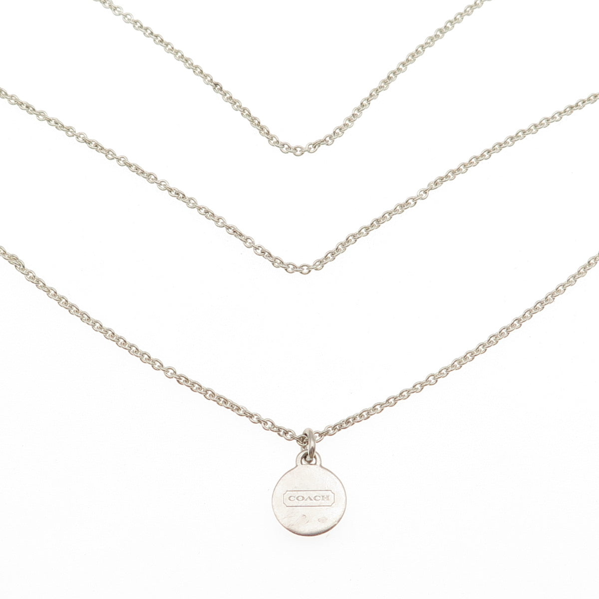 Coach 925 Sterling Silver Rhinestone Anchor 3-Strand Cable Chain Necklace 16"