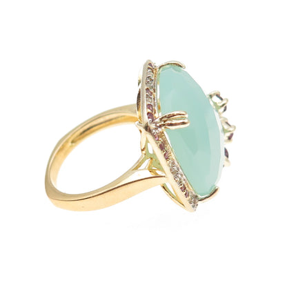 Carol Brodie 925 Sterling Gold Plated Real Chalcedony Topaz Amethyst Ring Size 6