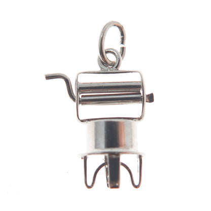 925 Sterling Silver Antique Retro Wringer Machine Minimalist 3D Charm Pendant