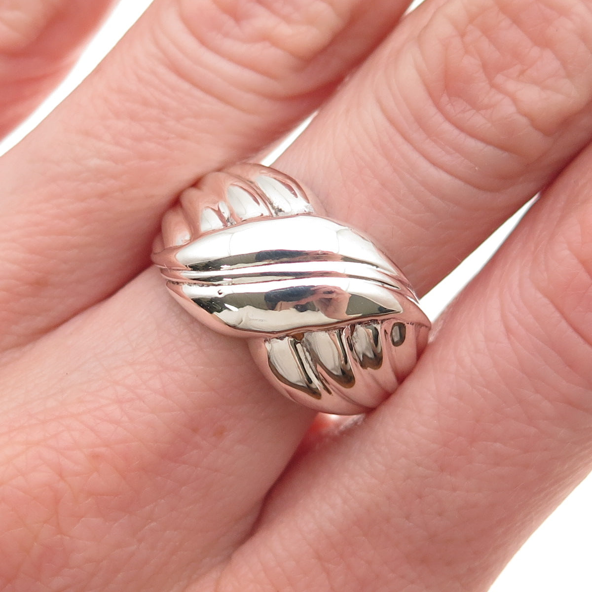 925 Sterling Silver Vintage Modernist Oxidized Ring Size 8.5