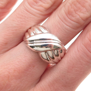 925 Sterling Silver Vintage Modernist Oxidized Ring Size 8.5
