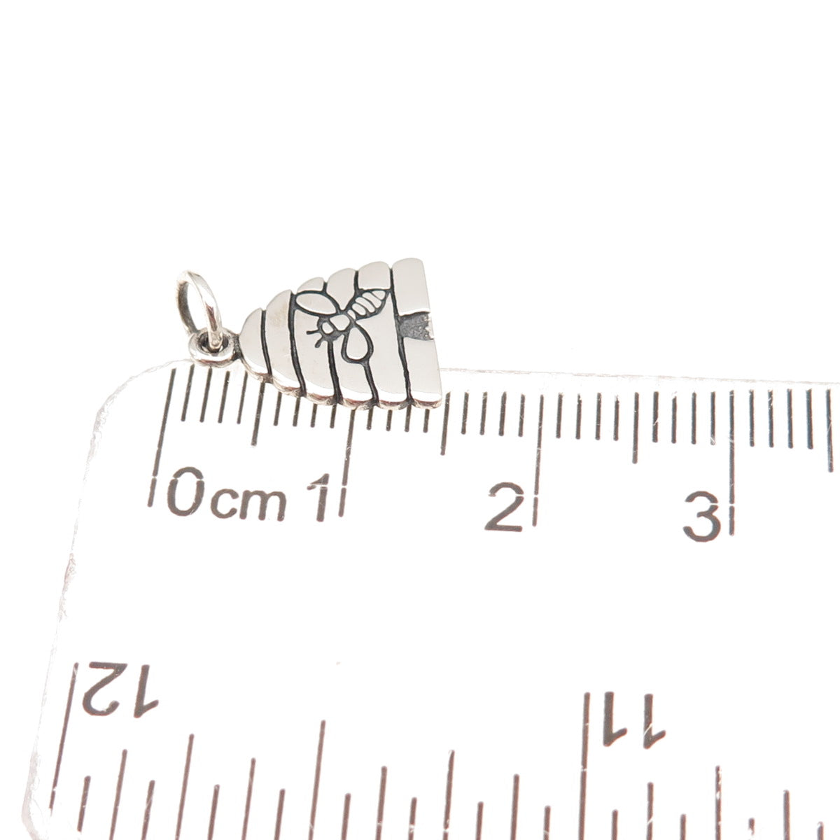 925 Sterling Silver Vintage Beehive Oxidized Charm Pendant