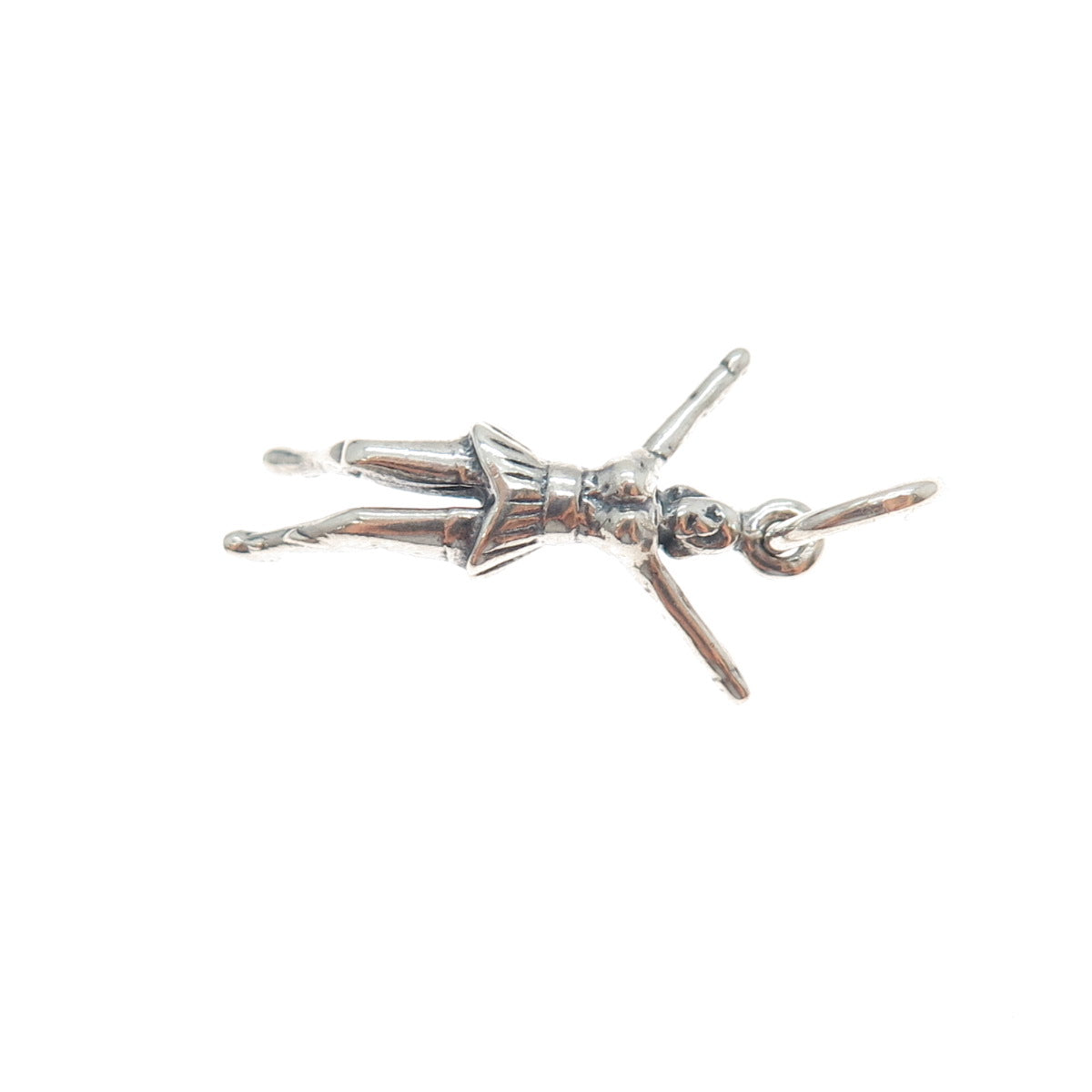 925 Sterling Silver Vintage Cheerleader Minimalist 3D Charm Pendant