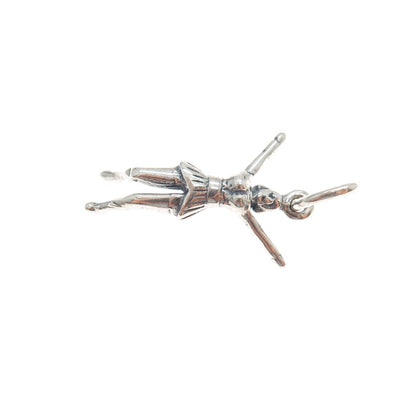 925 Sterling Silver Vintage Cheerleader Minimalist 3D Charm Pendant
