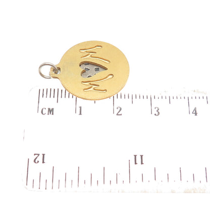 KATHY BRANSFIELD 925 Sterling Silver 2-Tone Vintage "Mom" Love Round Pendant