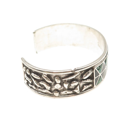 Randolph Lateyice Old Pawn 925 Sterling Turquoise Onyx Adjustable Bracelet 7.25"