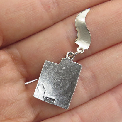 925 Sterling Silver Vintage Utah State Map Oxidized Minimalist Charm Pendant