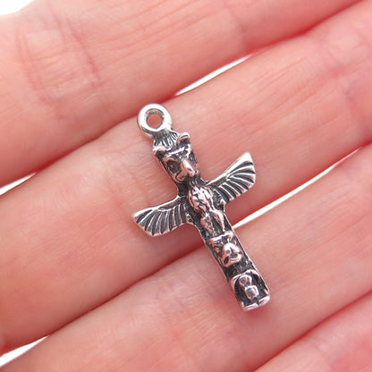 Old Pawn 925 Sterling Silver Vintage Southwestern Totem Pole Tribal Pendant