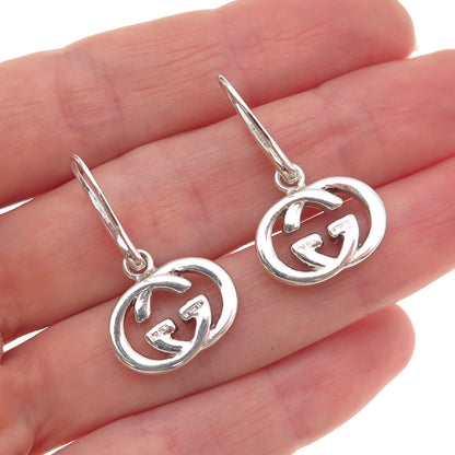 Gucci 925 Sterling Silver Vintage Interlocking G Dangle Earrings