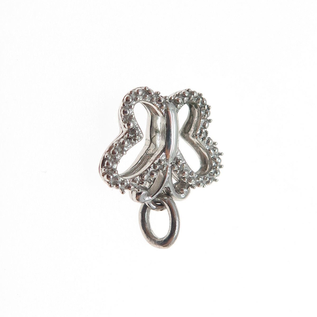 925 Sterling Silver Real Round-Cut Diamond Butterfly Mini Charm Pendant