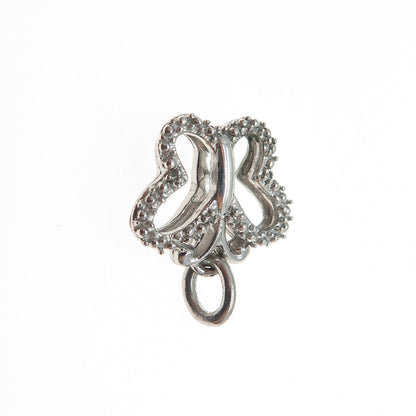 925 Sterling Silver Real Round-Cut Diamond Butterfly Mini Charm Pendant
