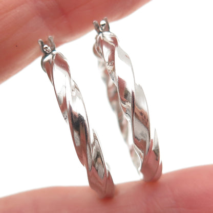 925 Sterling Silver RCI Twisted Hoop Earrings