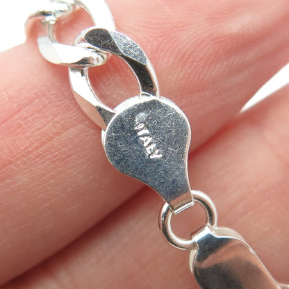 925 Sterling Silver Italy Figaro Link Bracelet 8"