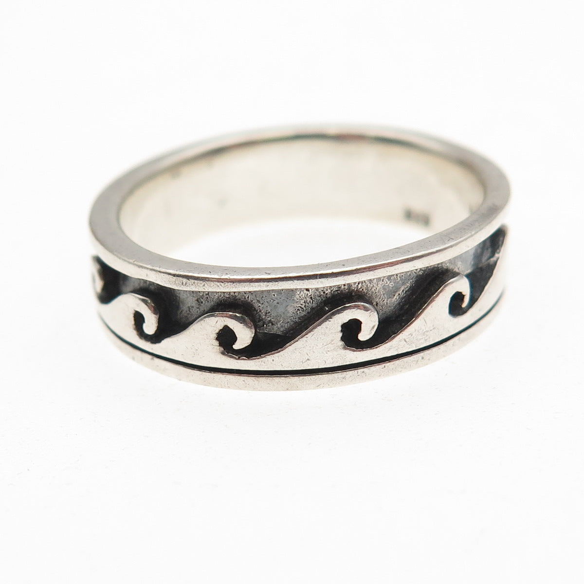 Chapal Zenray 925 Sterling Silver Vintage Wave Oxidized Band Ring Size 9.25