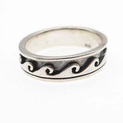 Chapal Zenray 925 Sterling Silver Vintage Wave Oxidized Band Ring Size 9.25