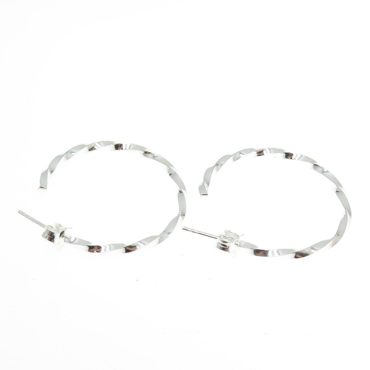 925 Sterling Silver Twisted Hoop Earrings