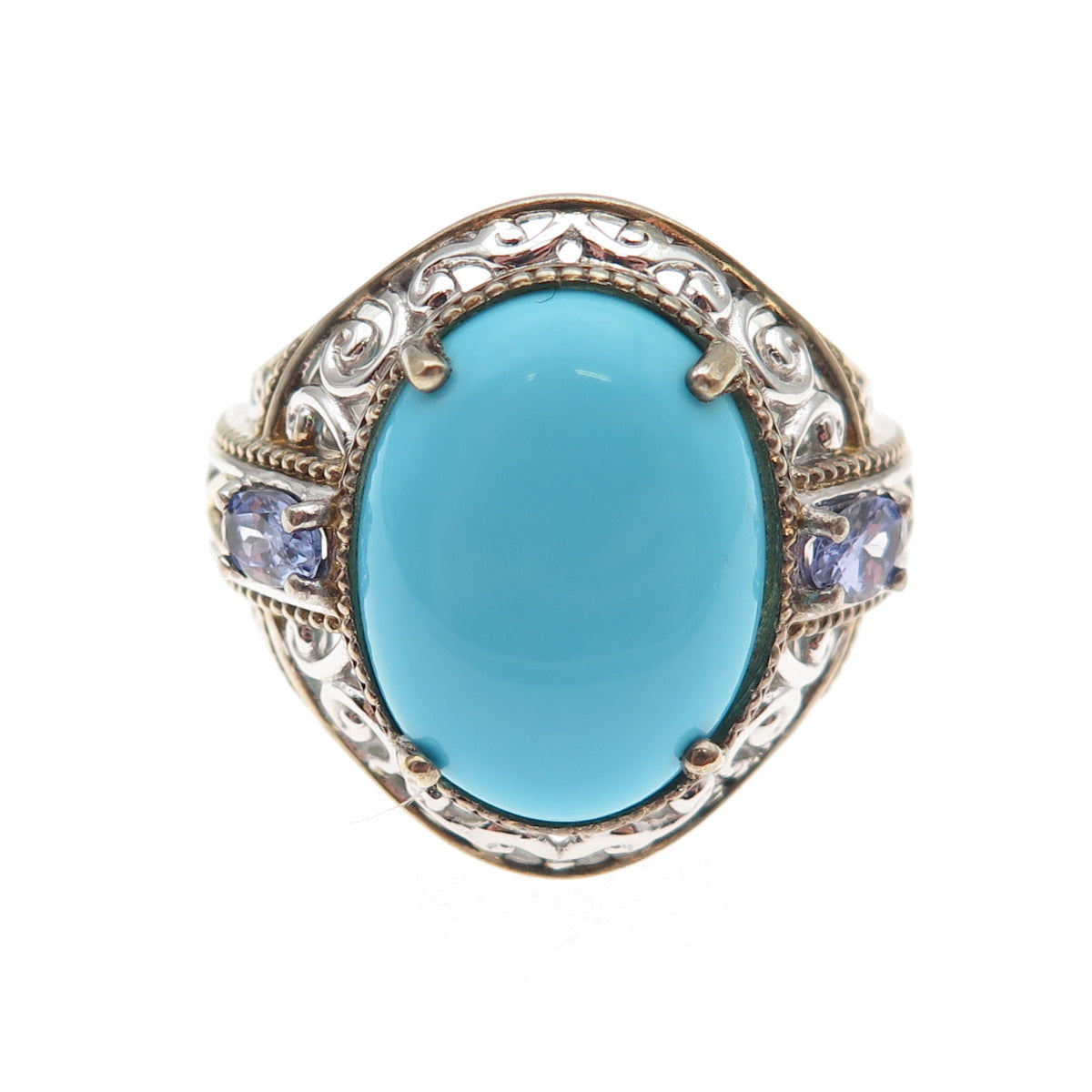 Michael Valitutti Gems En Vogue 925 Sterling Turquoise Tanzanite Ring Size 8.25