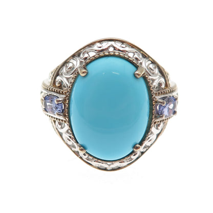 Michael Valitutti Gems En Vogue 925 Sterling Turquoise Tanzanite Ring Size 8.25