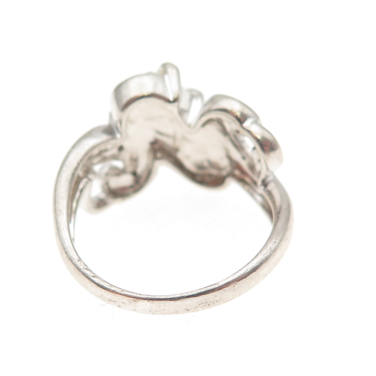 925 Sterling Silver 2-Tone Real Diamond Accent He Walks w/ Me Cross Ring Size 6