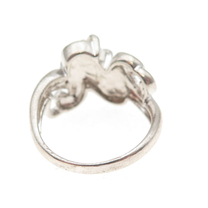 925 Sterling Silver 2-Tone Real Diamond Accent He Walks w/ Me Cross Ring Size 6