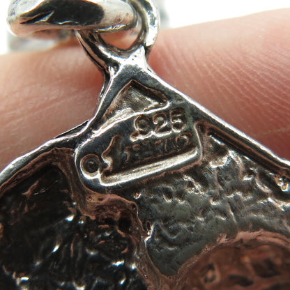 1 OF A KIND 925 Sterling Silver Vintage Lourdes Cross Angel Religious Pendant