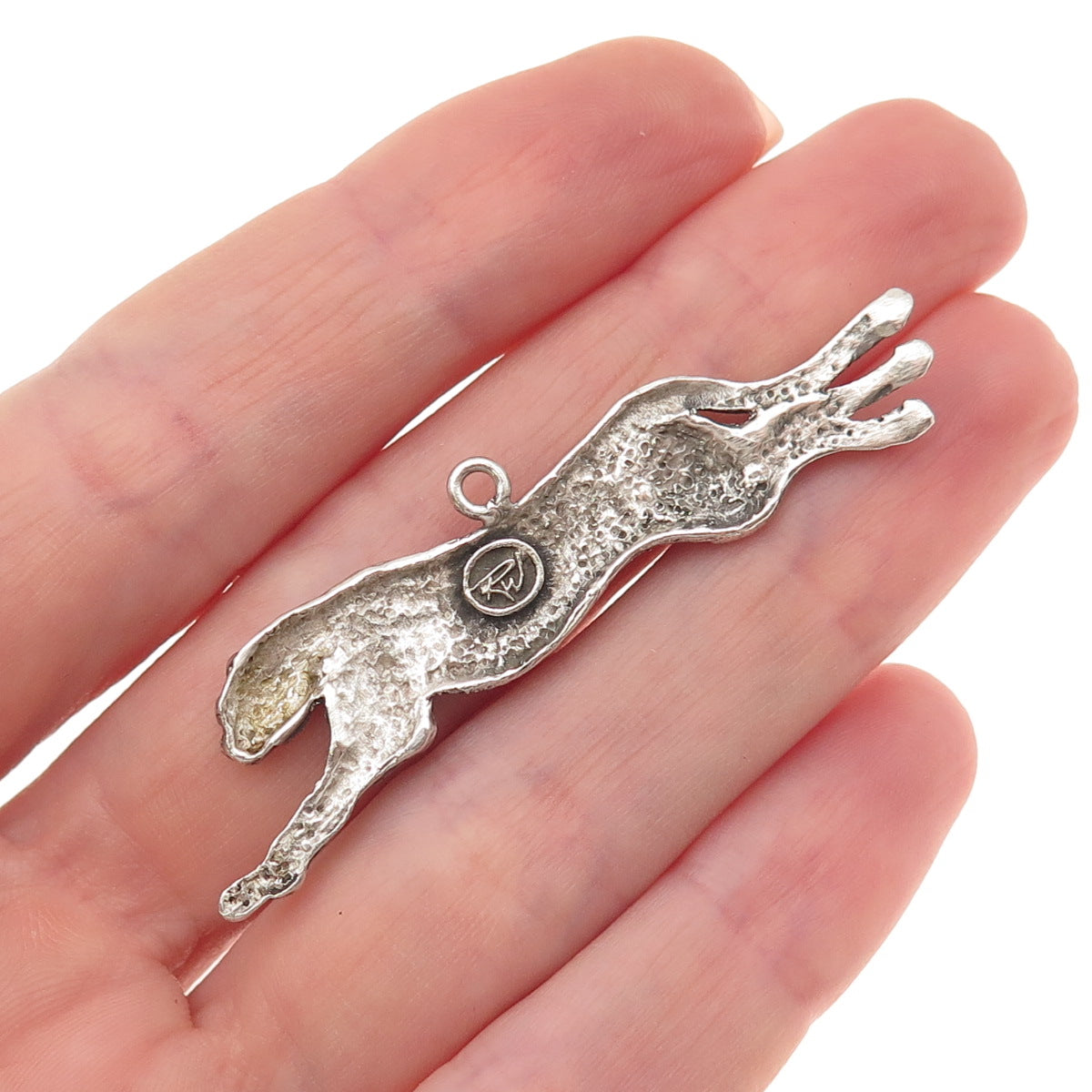 Rebecca Ward 925 Sterling Silver Vintage Running Cheetah Oxidized Charm Pendant