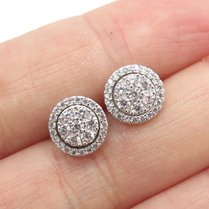 925 Sterling Silver Round-Cut C Z Interchangeable Stud Earrings