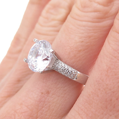 Dee Berkle 925 Sterling Silver Round-Cut C Z Engagement Ring Size 7