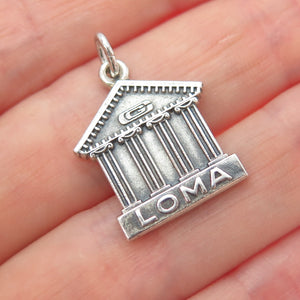 LGB BALFOUR 925 Sterling Silver Vintage Loma Logo Pantheon Oxidized Mini Pendant