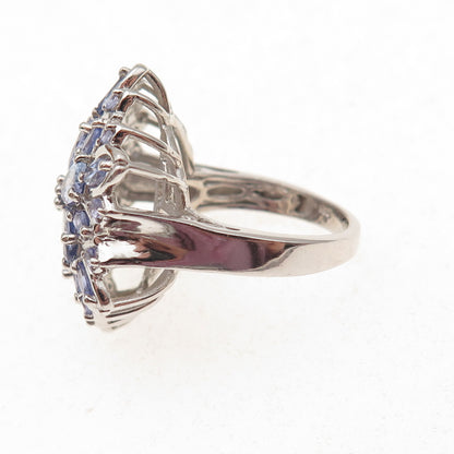 Chuck Clemency 925 Sterling Silver Real Tanzanite Floral Ring Size 6.25