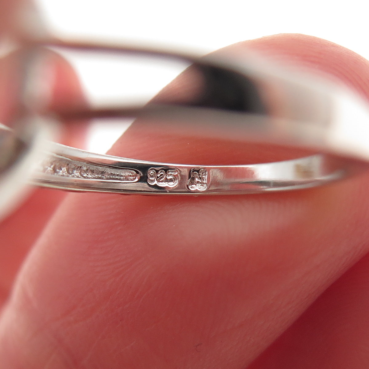 925 Sterling Silver Real Round-Cut Diamond Fleur de Lis Ring Size 7