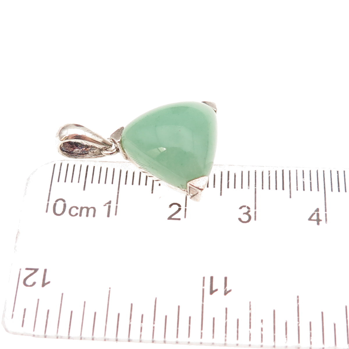 Michelle Albala Sterling Silver Vintage Real Aventurine Triangle Charm Pendant