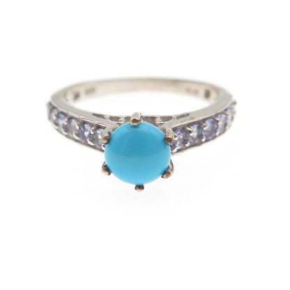 Chuck Clemency 925 Sterling Silver Real Turquoise & Tanzanite Ring Size 7.25