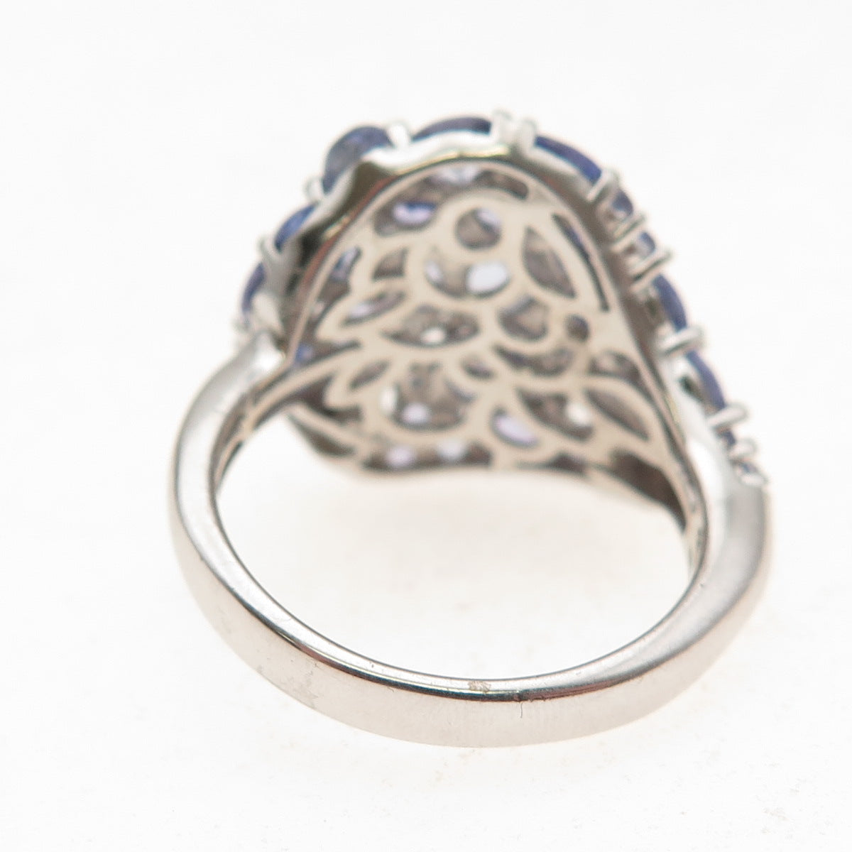 Chuck Clemency 925 Sterling Silver Real Tanzanite & White Topaz Ring Size 8.25