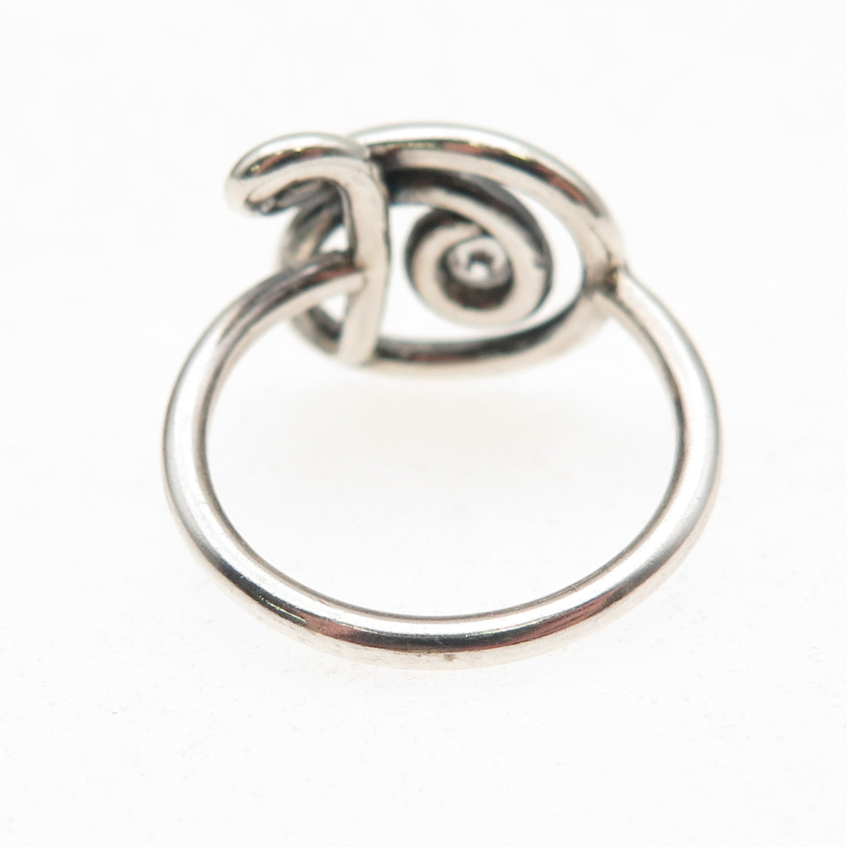 925 Sterling Silver Vintage C Z Modernist Swirl Oxidized Ring Size 6.75