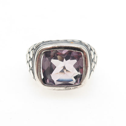 DEE BERKLE Sterling Silver Vintage Real Amethyst Oxidized Dotted Ring Size 7.25