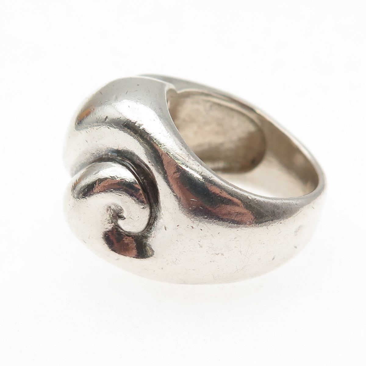 925 Sterling Silver Vintage Modernist Dome Oxidized Ring Size 6