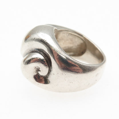 925 Sterling Silver Vintage Modernist Dome Oxidized Ring Size 6