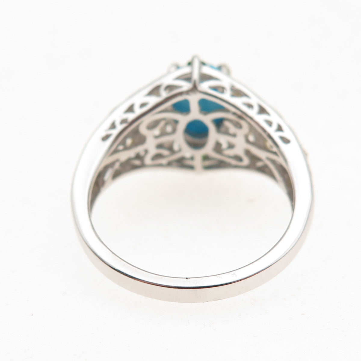 Chuck Clemency 925 Sterling 2-Tone Real Turquoise Peridot Topaz Ring Size 8.25