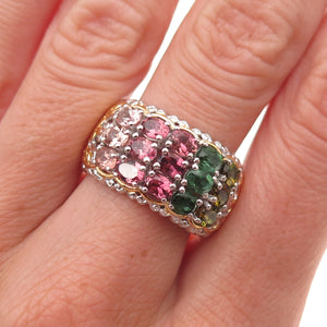 Michael Valitutti Gems En Vogue Sterling Multi-Color Tourmaline Ring Size 8.25