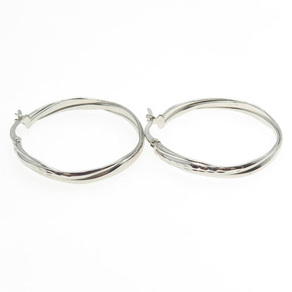 925 Sterling Silver Hammered Crisscross Hoop Earrings