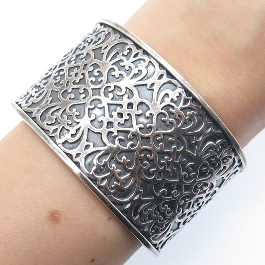 SILPADA 925 Sterling Silver Vintage Wide Intricate Adjustable Cuff Bracelet 7.5"