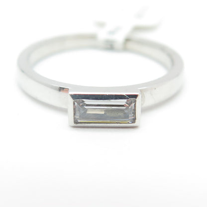 925 Sterling Silver Baguette-Cut Shaped C Z Ring Size 8.75