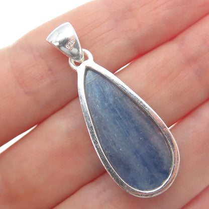 925 Sterling Silver Vintage Real Kyanite Modernist Teardrop Pendant